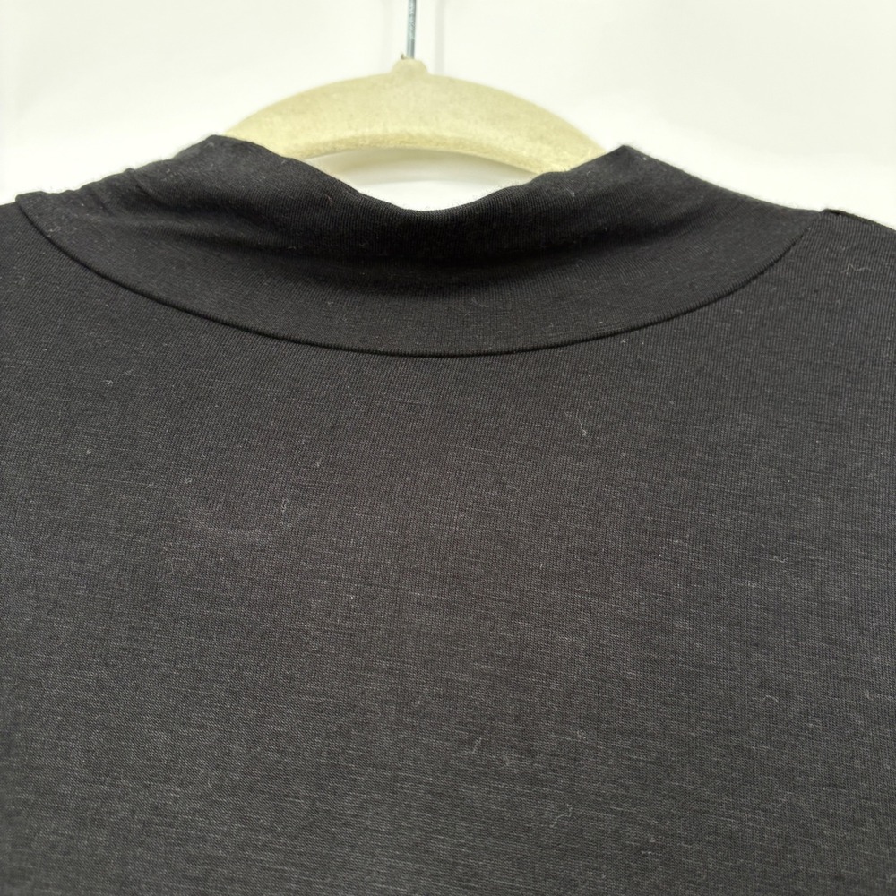 NWT L Joseph A Black Mock Neck Keyhole Bell Sleeve Lace Detail Blouse Top Dressy - Picture 7 of 13